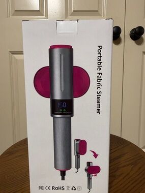 Portable Fabric Steamer - Silver & Magenta